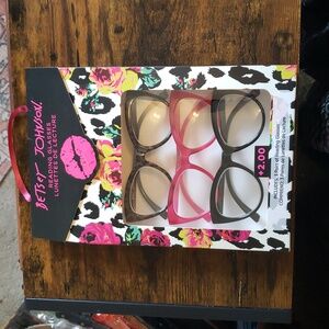 Betsy Johnson Set of 3 Cat's Eye Reading Glasses +2.00